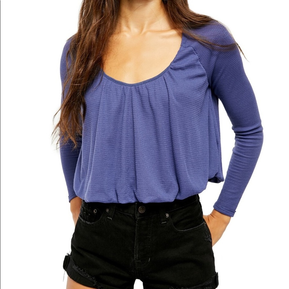 Free People Purple Bondi Thermal Long Sleeve Shirt